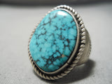 Important Vintage Native American Navajo Lone Mountain Turquoise Sterling Silver Ring Old-Nativo Arts