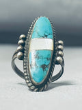 Native American Gorgeous Vintage Santo Domingo Turquoise Mother Of Pearl Sterling Silver Ring-Nativo Arts