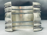Astounding Native American Navajo Wide Sterling Silver Bracelet Signed-Nativo Arts