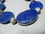 Exquisite Navajo Native American Lapis Sterling Silver Necklace-Nativo Arts