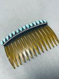 Marvelous Vintage Native American Navajo Kingman Turquoise Sterling Silver Hair Comb-Nativo Arts