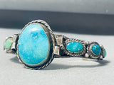 Spectacular Vintage Native American Navajo Blue Green Turquoise Sterling Silver Bracelet-Nativo Arts