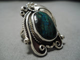 Opulent Vintage Navajo Azuite Sterling Silver Native American Ring Old-Nativo Arts