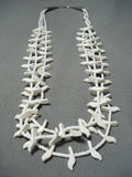 Native American Fabulous Vintage Santo Domingo White Shell Sterling Silver Bird Fetish Necklace-Nativo Arts