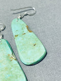 Native American Magnificent Santo Domingo Royston Turquoise Large Slab Earrings-Nativo Arts