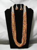 Native American Amazing Coriz Navajo Coral Heishi Sterling Silver Necklace-Nativo Arts