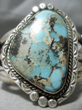 Opulent Vintage Native American Navajo Blue Thunder Turquoise Sterling Silver Bracelet Old-Nativo Arts