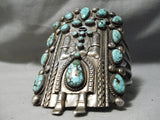 Best Vintage Native American Navajo Carico Lake Turquoise Kachina Sterling Silver Bracelet Old-Nativo Arts