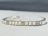 Fabulous Native American Navajo Sterling Silver And 14k Gold Signed Bracelet-Nativo Arts