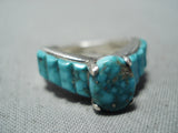 Incredible Vintage Native American Navajo Kingman Turquoise Sterling Silver Ring-Nativo Arts
