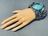 230 Grams Monster Native American Turquoise Sterling Silver Lizard Bracelet-Nativo Arts