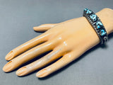 Very Rare Apache Turquoise Vintage Native American Navajo Heavy Coil Sterling Silver Bracelet-Nativo Arts