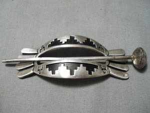 Incredible Vintage Navajo Sterling Silver Hair Barrette Native American-Nativo Arts