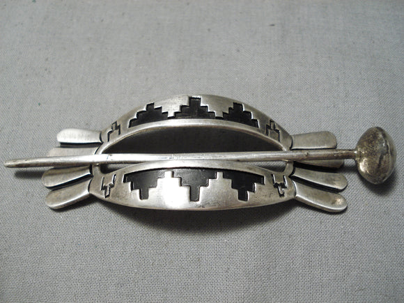 Incredible Vintage Navajo Sterling Silver Hair Barrette Native American-Nativo Arts