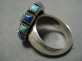 Stunning Vintage Navajo Turquoise Lapis Sterling Silver Native American Ring-Nativo Arts