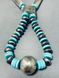 Intense Workmanship Native American Navajo Tubule Sterling Silver Turquoise Necklace-Nativo Arts