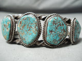 One Of The Best Heavy Coil Vintage Native American Navajo Turquoise Sterling Silver Bracelet-Nativo Arts