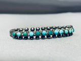 Native American Early 1900's Vintage Zuni Turquoise Eye Sterling Silver Bracelet-Nativo Arts