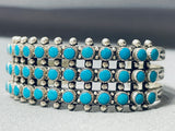 Eyes Of Turquoise Vintage Native American Navajo Sterling Silver Bracelet Cuff Old-Nativo Arts