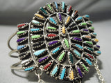 Cute Vintage Native American Navajo Zuni Turquoise Nedle Sterling Silver Slave Bracelet-Nativo Arts