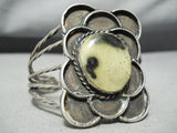 Unique Moss Stone Vintage Native American Navajo Sterling Silver Wire Bracelet Old-Nativo Arts