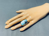 Thicker Vintage Native American Navajo Inlay Turquoise Sterling Silver Ring-Nativo Arts