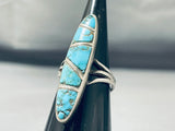 Dynamic Vintage Native American Navajo Morenci Turquoise Sterling Silver Ring-Nativo Arts