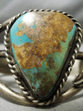 Museum Vintage Native American Navajo Royston Turquoise Sterling Silver Leaf Bracelet Old-Nativo Arts