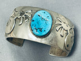 Double Dancing Kokopelli Vintage Native American Navajo Turquoise Sterling Silver Bracelet-Nativo Arts