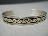 Unique Vintage Navajo 14k Gold & Sterling Silver Bracelet Native American-Nativo Arts