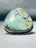 Gigantic Vintage Native American Navajo Turquoise Sterling Silver Ring-Nativo Arts