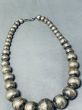 Awesome Vintage Native American Navajo Huge Sterling Silver Pillow Beads Necklace-Nativo Arts