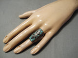One Of The Best Early Vintage Native American Navajo Men's Turquoise Sterling Silver Ring-Nativo Arts