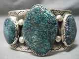 Intense Spiderweb Turquoise Native American Navajo Sterling Silver Bracelet Cuff-Nativo Arts