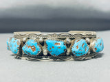 Native American Gail Bird Vintage Santo Domingo Sleeping Turquoise Sterling Silver Bracelet-Nativo Arts