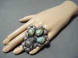 Heavy Silver Buffalo Big #8 Turquoise Buffalo Sterling San Felipe Ring-Nativo Arts