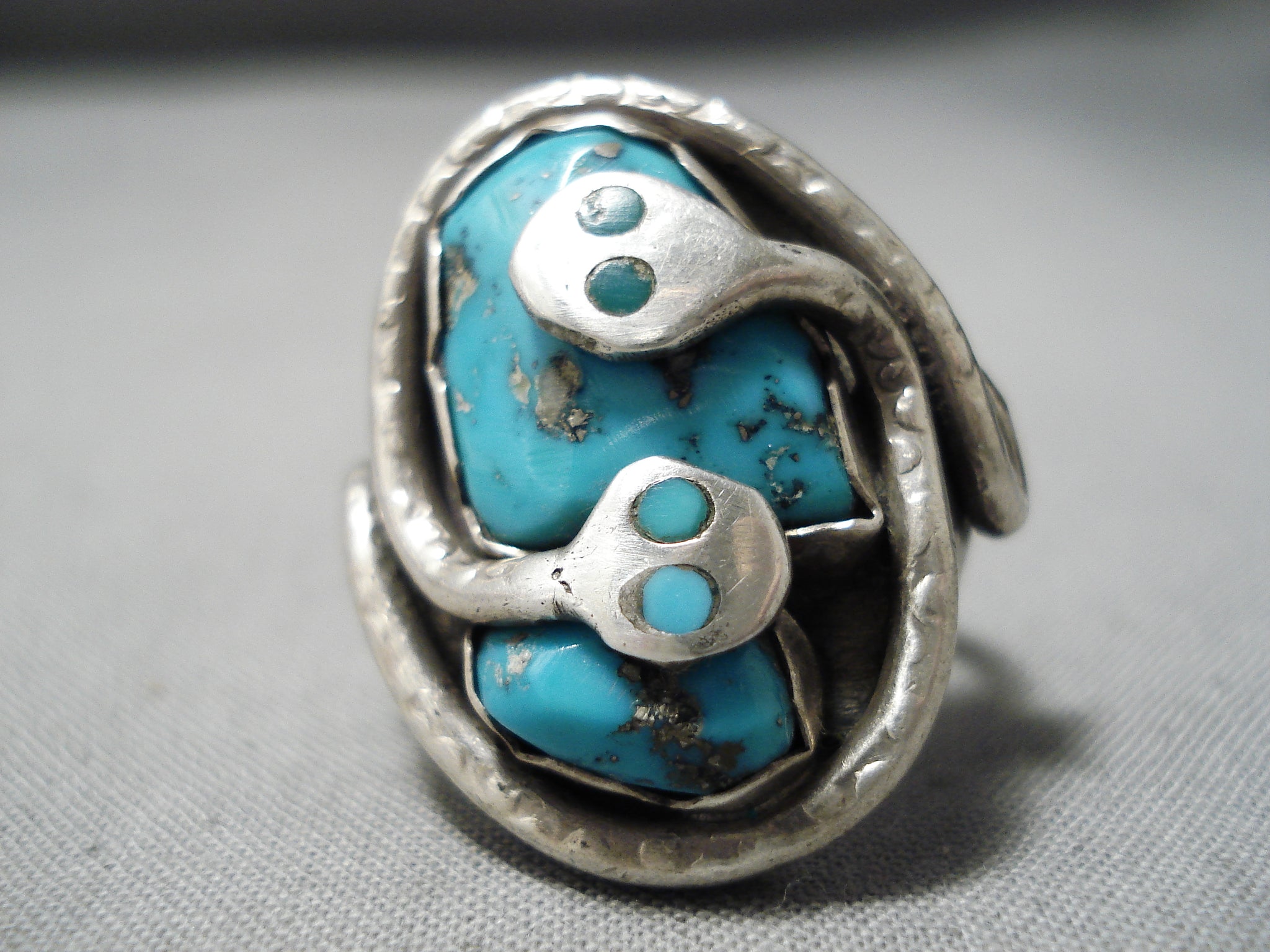 Authentic Effie Calavaza Turquoise Snake Sterling Silver Native 