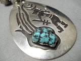 Museum Vintage Native American Navajo Spiderweb Turquoise Sterling Silver Necklace-Nativo Arts