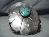 Colossal Vintage Native American Navajo Sterling Silver Shield Turquoise Bracelet Old-Nativo Arts