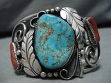 Extremely Rare #8 Turquoise Vintage Native American Navajo Sterling Silver Bracelet Old Cuff-Nativo Arts