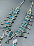 Square & Triangle Vintage Native American Navajo Sterling Silver Squash Blossom Necklace-Nativo Arts