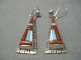 Native American Fabulous Vintage Creek Turquoise David Tune Navajo Sterling Silver Earrings-Nativo Arts