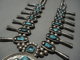 Bisbee Turquoise Vintage Native American Navajo Sterling Silver Squash Blossom Necklace Old-Nativo Arts
