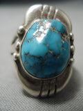 Important Vintage Zuni Native American Spider Turquoise Sterling Silver Ring Old-Nativo Arts