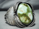 One Of The Best Vintage Native American Navajo Damale Turquoise Sterling Silver Leaf Bracelet-Nativo Arts