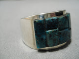 Important Native American Navajo Tommy Jackson Turquoise Inlay Sterling Silver Native Ring-Nativo Arts