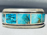 Native American Important Evangeline Tsabetsyae Vintagew Zuni Turquoise Sterling Silver Bracelet-Nativo Arts