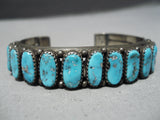 Magnificent Vintage Native American Navajo Kingman Turquoise Sterling Silver Bracelet Old-Nativo Arts