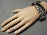 One Of The Most Unique Ever Native American Navajo Turquoise Sterling Silver Inlay Bracelet-Nativo Arts