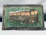 Turquoise School Bud Unique Vintage Native American Navajo Sterling Silver Buckle-Nativo Arts